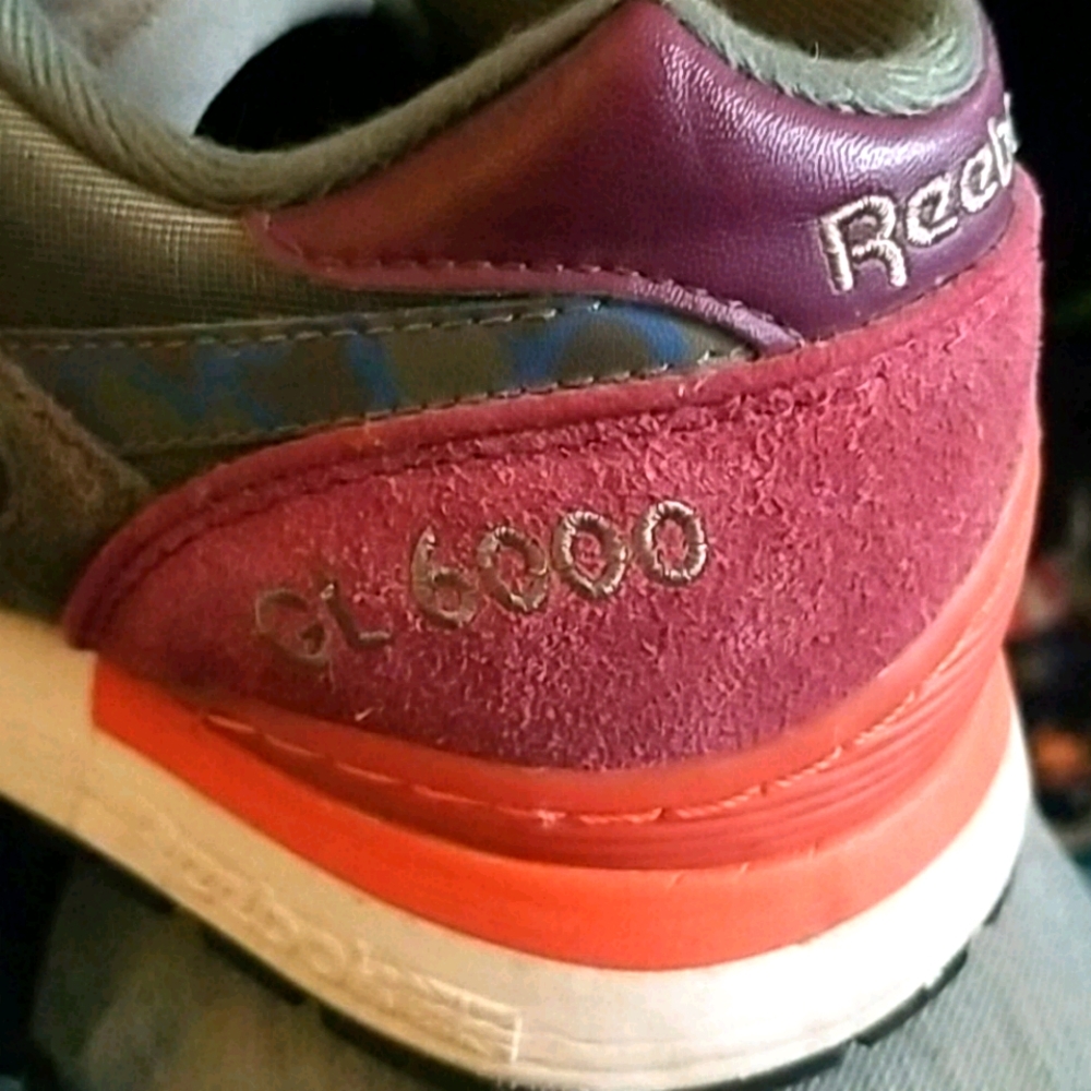 Reebok GL 6000 classic Leather Suede Olive Maroon multi Trainers Sneakers 8.5